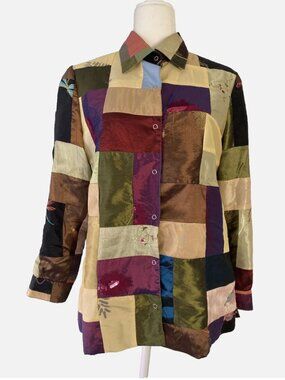 Grace Chuang Wearable Art Patchwork Embroidered Boho Top Colorful Artsy Medium